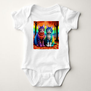 Twins of Cats Digital Artwork  Baby Bodysuit