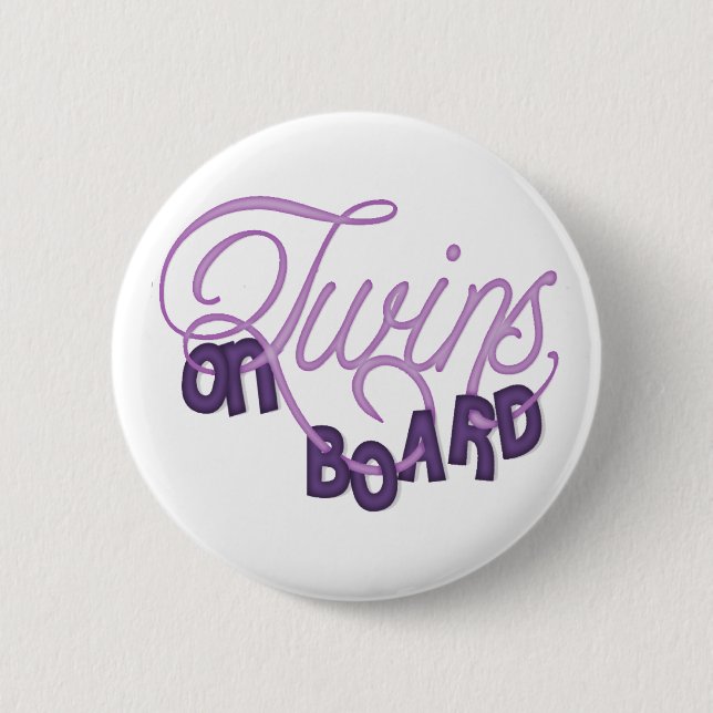 Twins On Board 6 Cm Round Badge (Front)