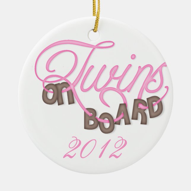 Twins On Board Christmas Ornament (Front)