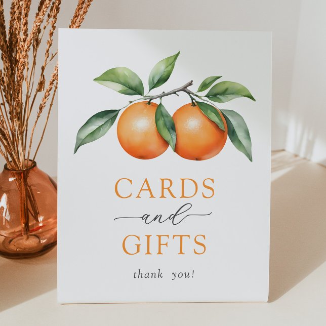 Twins Orange Baby Shower Cards and Gifts Sign (Creator Uploaded)