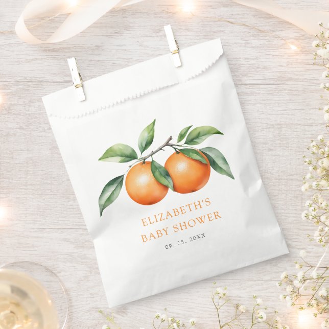 Twins Orange Baby Shower Favour Bag (Clipped)