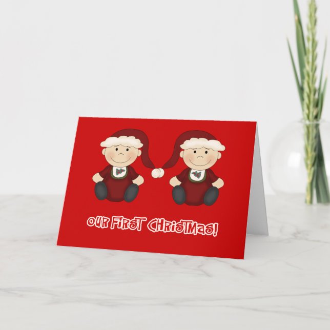 Twins:  Our First Christmas Customisable Holiday Card (Front)
