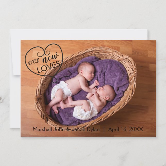 Twins Our New Loves - Birth Announcement (Front)