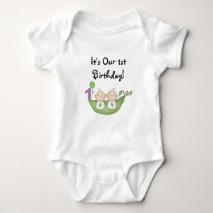 Twins Peas in a Pod  First Birthday Baby Bodysuit