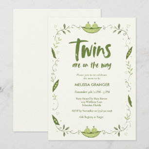 Twins Peas in a Pod Gender Neutral Baby Shower Invitation