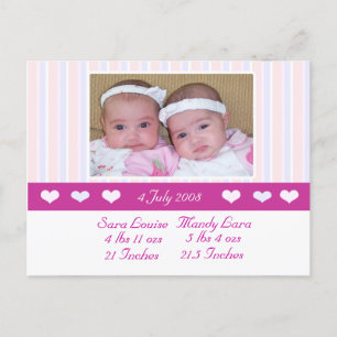Twins Photo Birth Announcement