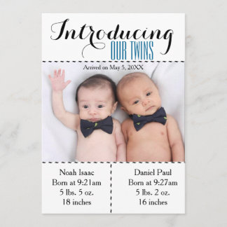 Twins Photo Birth Announcment Twin Boys Announcement