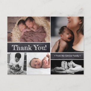 Twins Photo Collage Baby birth Announcement Postcard
