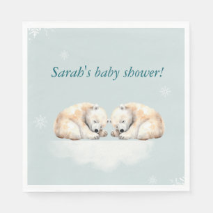 Twins Polar Bear Baby Shower Napkins
