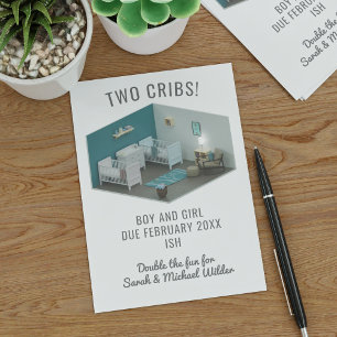 Twins Pregnancy Announcement Boy and Girl Nursery