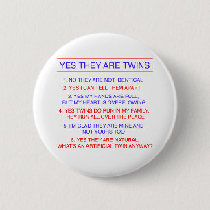 Twins Questions Fraternal 6 Cm Round Badge