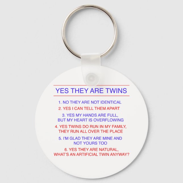 Twins Questions Fraternal Key Ring (Front)