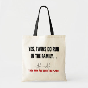 TWINS RUN IN THE FAMILY TOTE BAG