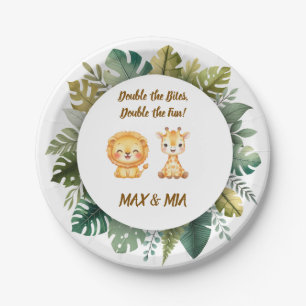 Twins Safari Birthday Paper Plates
