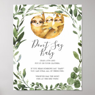 Twins Sloth Baby Shower Don't Say Baby Sign