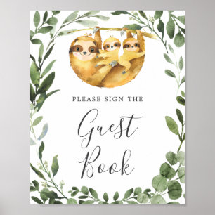Twins Sloth Baby Shower Guestbook Sign