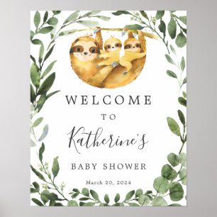 Twins Sloth Baby Shower Welcome Sign
