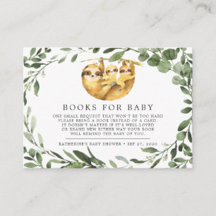 Twins Sloth Books For Baby Baby Shower Card