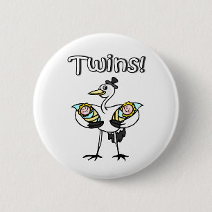 Twins (Stork) 6 Cm Round Badge