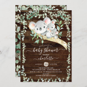 Twins Sweet Koala Bears Baby Shower Invitation