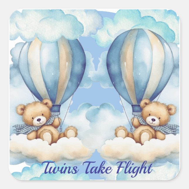 Twins Take Flight Square Sticker (Front)