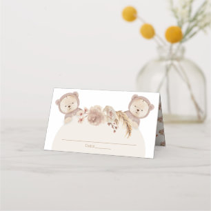 Twins Teddy Bear Party Table Number Name Place Card