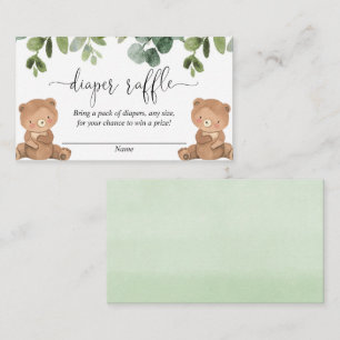 Twins Teddy bears gender neutral diaper raffle Enclosure Card