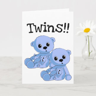 Twins Teddy Bears Personalised Greeting Card