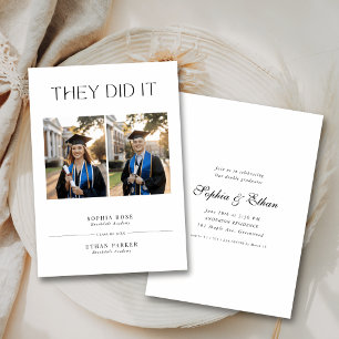 Twins They Did It   Double Grad Party 2025 Photo Invitation