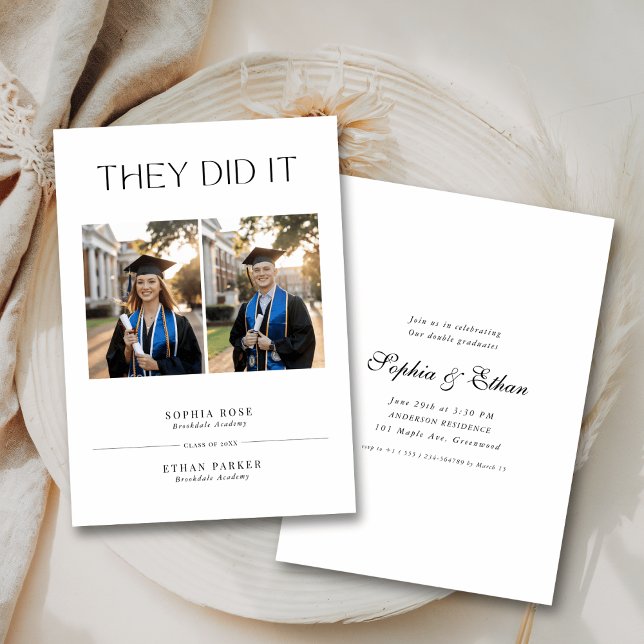Twins They Did It | Double Grad Party 2025 Photo Invitation (Creator Uploaded)