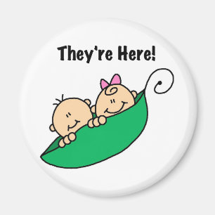 Twins They're Here Magnet
