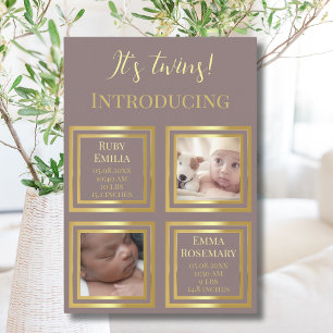 Twins twin girls newborn photo birth announcement