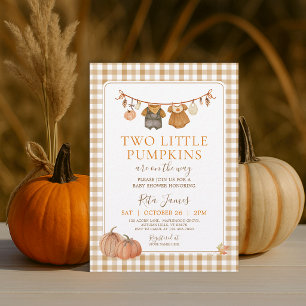 Twins Two Little Pumpkins Boho Fall Baby Shower Invitation