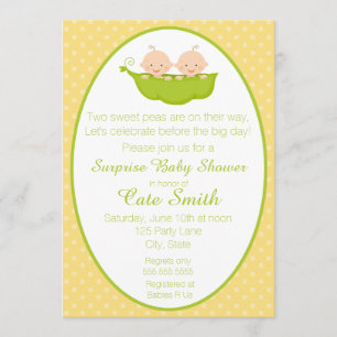 Twins Two Peas in a Pod Baby Shower Invitation