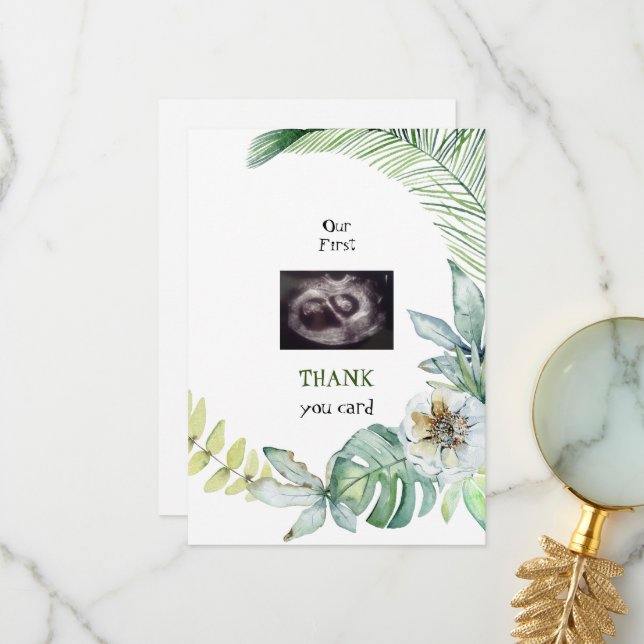 Twins Ultrasound Funny Thank You Tropical Card (Front/Back In Situ)