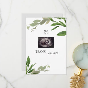 Twins Ultrasound Thanks Baby Viewpoint Foliage Thank You Card