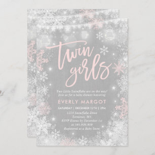 Twins Winter Baby Shower Invitation Rustic Shower