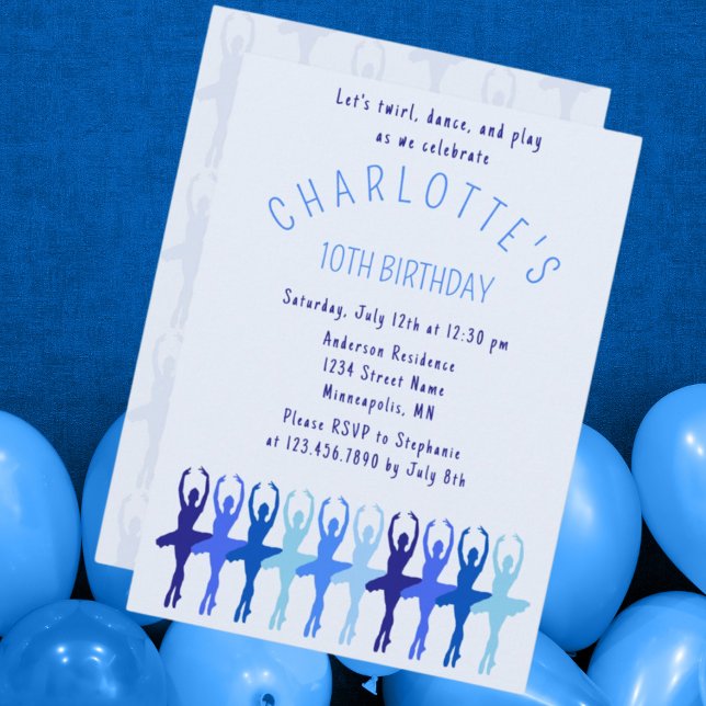 Twirl Dance Play Ballerina Girls Birthday Invitation (Creator Uploaded)