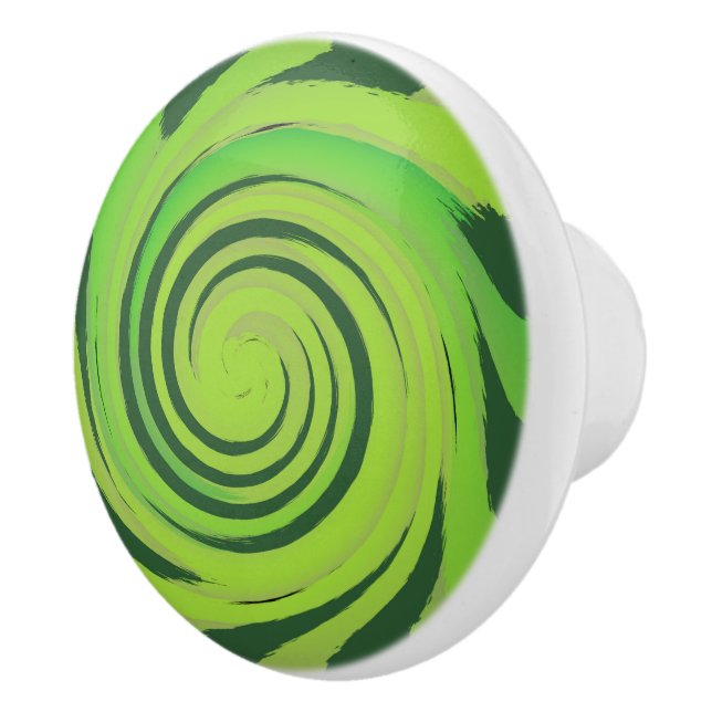 Twirl Me Green Pattern Ceramic Knob (Right)