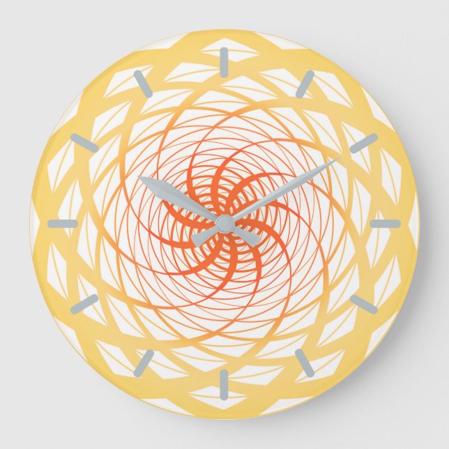 Twirl Orange Pattern Large Clock (Front)