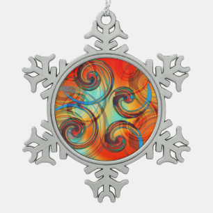 Twirl Snowflake Pewter Christmas Ornament