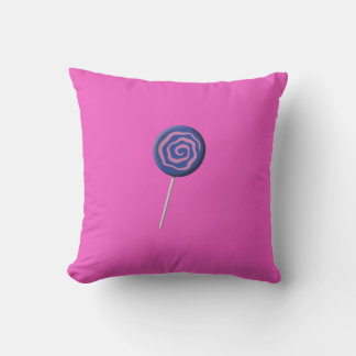 Twirled blue lollipop with pink cushion