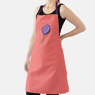 Twirled purple lollipop with pink apron