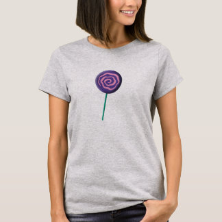 Twirled purple lollipop with pink T-Shirt