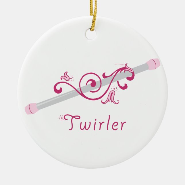 Twirler Baton Ceramic Ornament (Front)