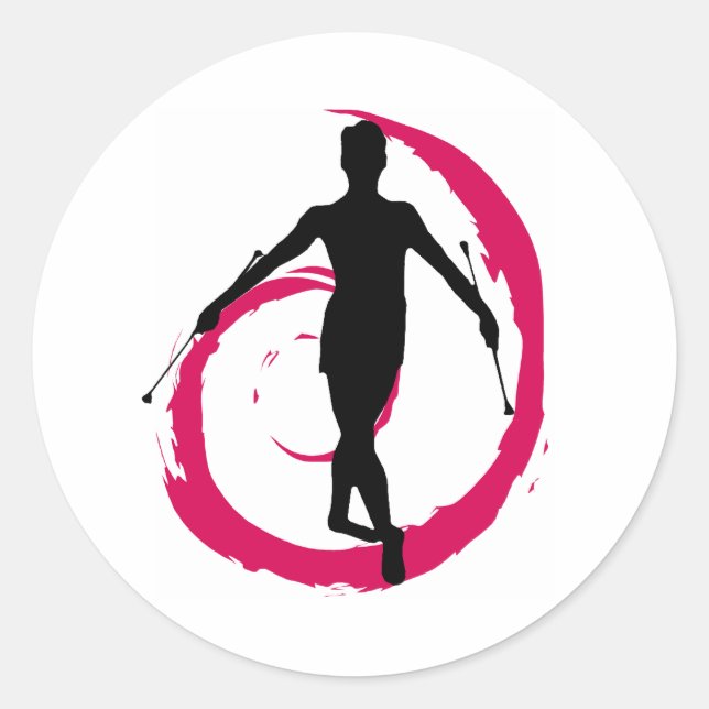 TWIRLER SWIRL PINK/BLACK CLASSIC ROUND STICKER (Front)