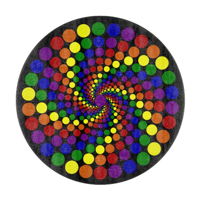 Twirling Colour Wheel on Black Cutting Board (Front)