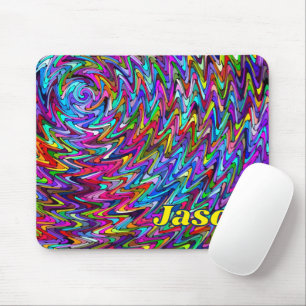 Twirling Colours Zigzag Pattern Mouse Pad