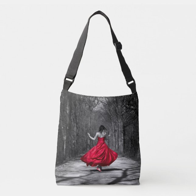 Twirling in the Woods Lady in Red Colour Crossbody Bag (Front)