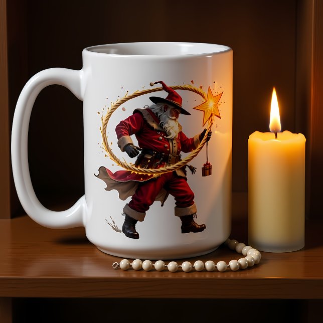 Twirling Lasso Cowboy Santa Coffee Mug (Creator Uploaded)